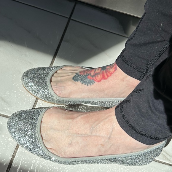 J Crew Silver Glitter Lula Ballet Flats Womens 7.5 Shoes - Picture 5 of 8